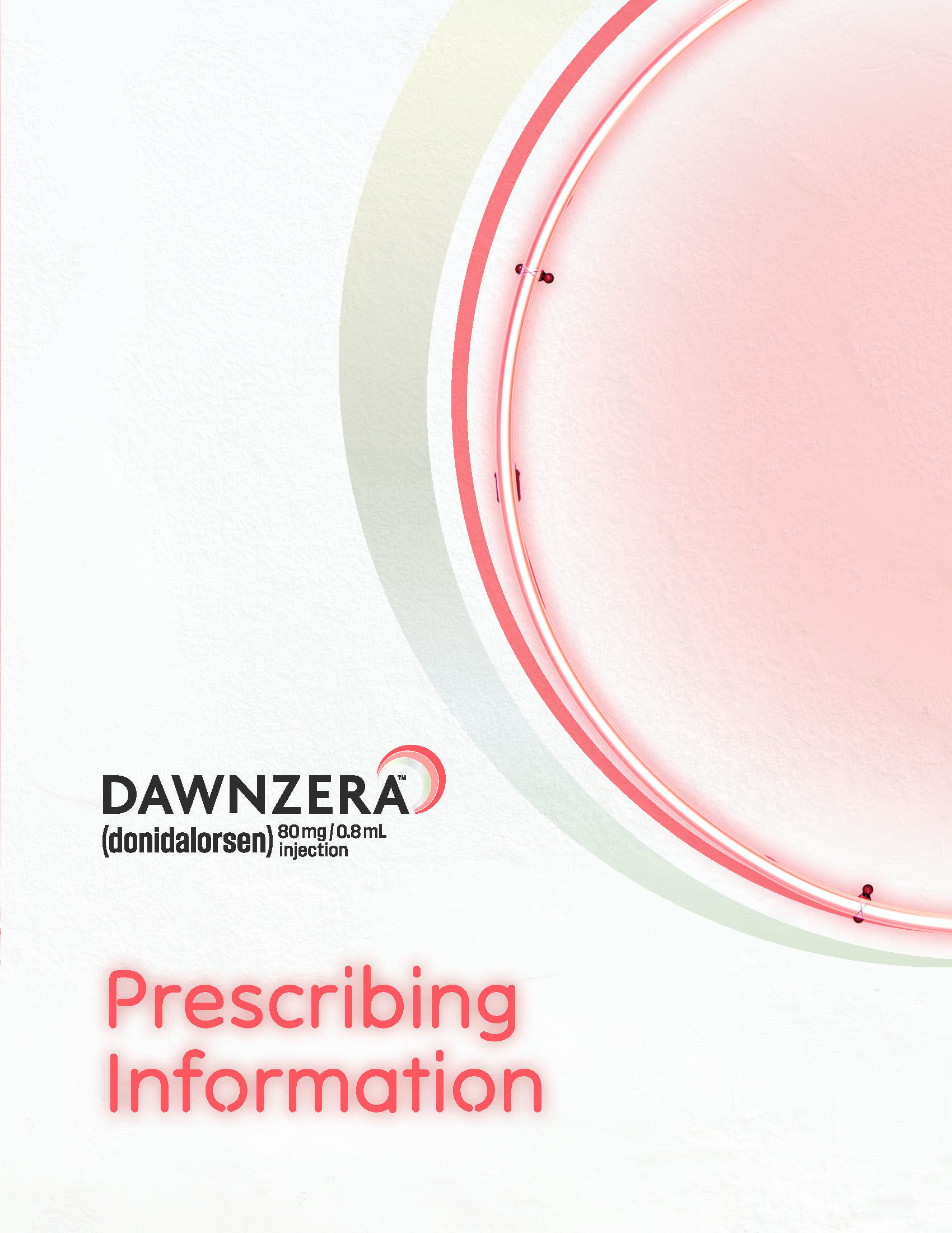A preview of the DAWNZERA large print prescribing information.